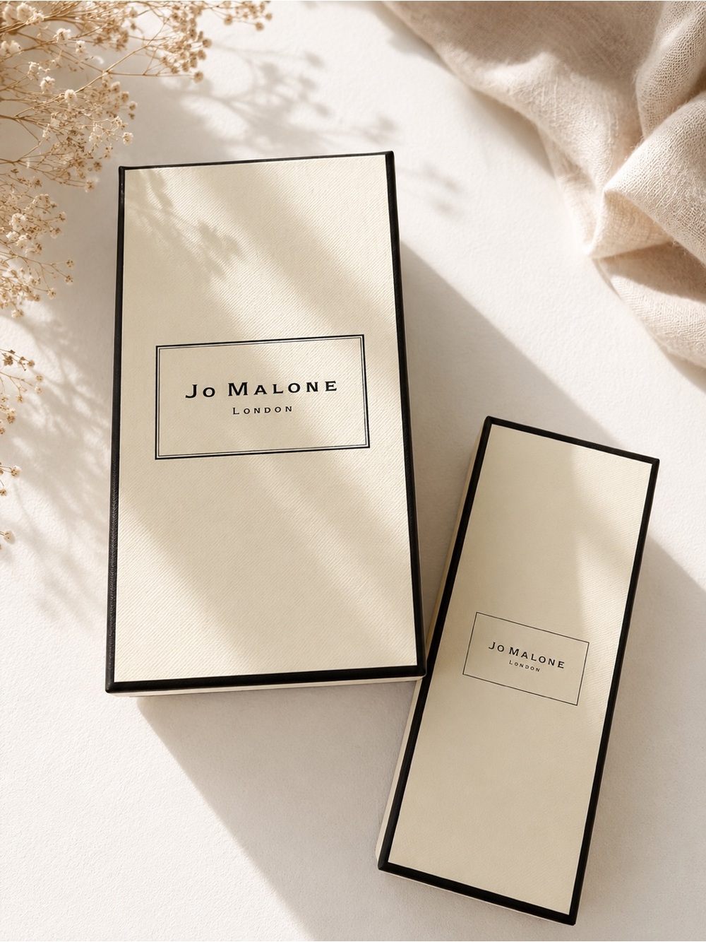 Jo Malone Cream and Black Signature Gift empty Boxes